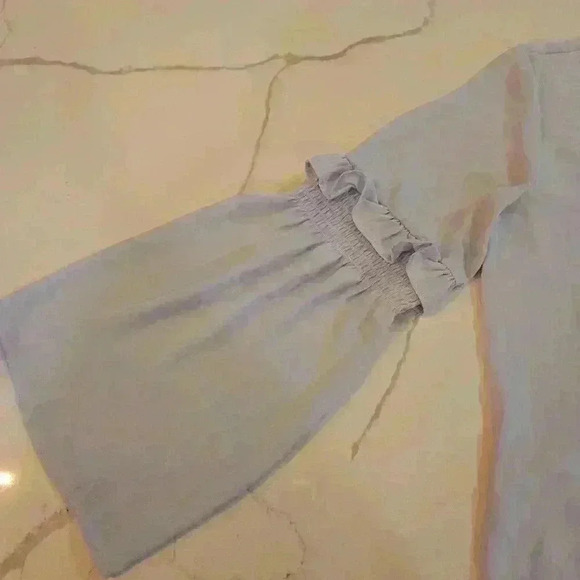 Loft Womens Boho V Neck Bell Sleeves Blouse Powder Blue Size Small - Picture 3 of 7